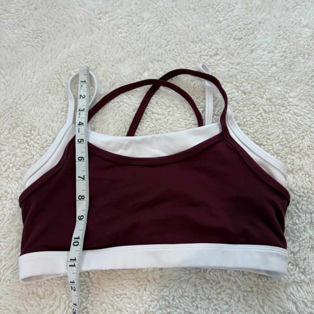 Women Burgundy Double Lined Sports Bra XS Yoga Pilates Sports College Athleisure - Picture 4 of 4
